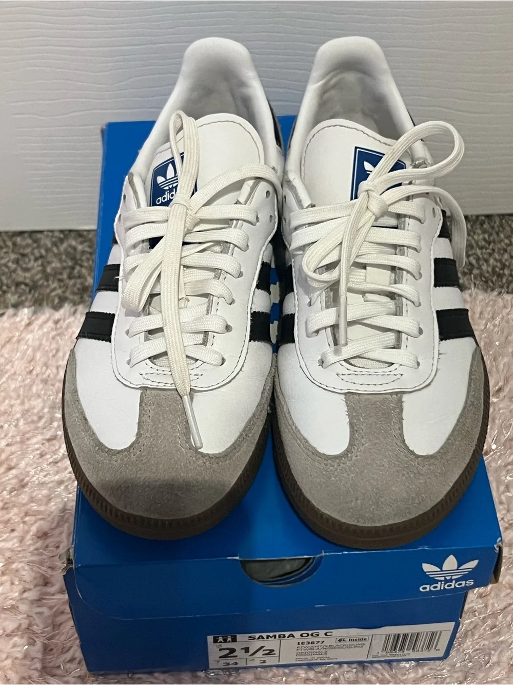 adidas Samba Kids Leather Sneaker - White, Black, Gray